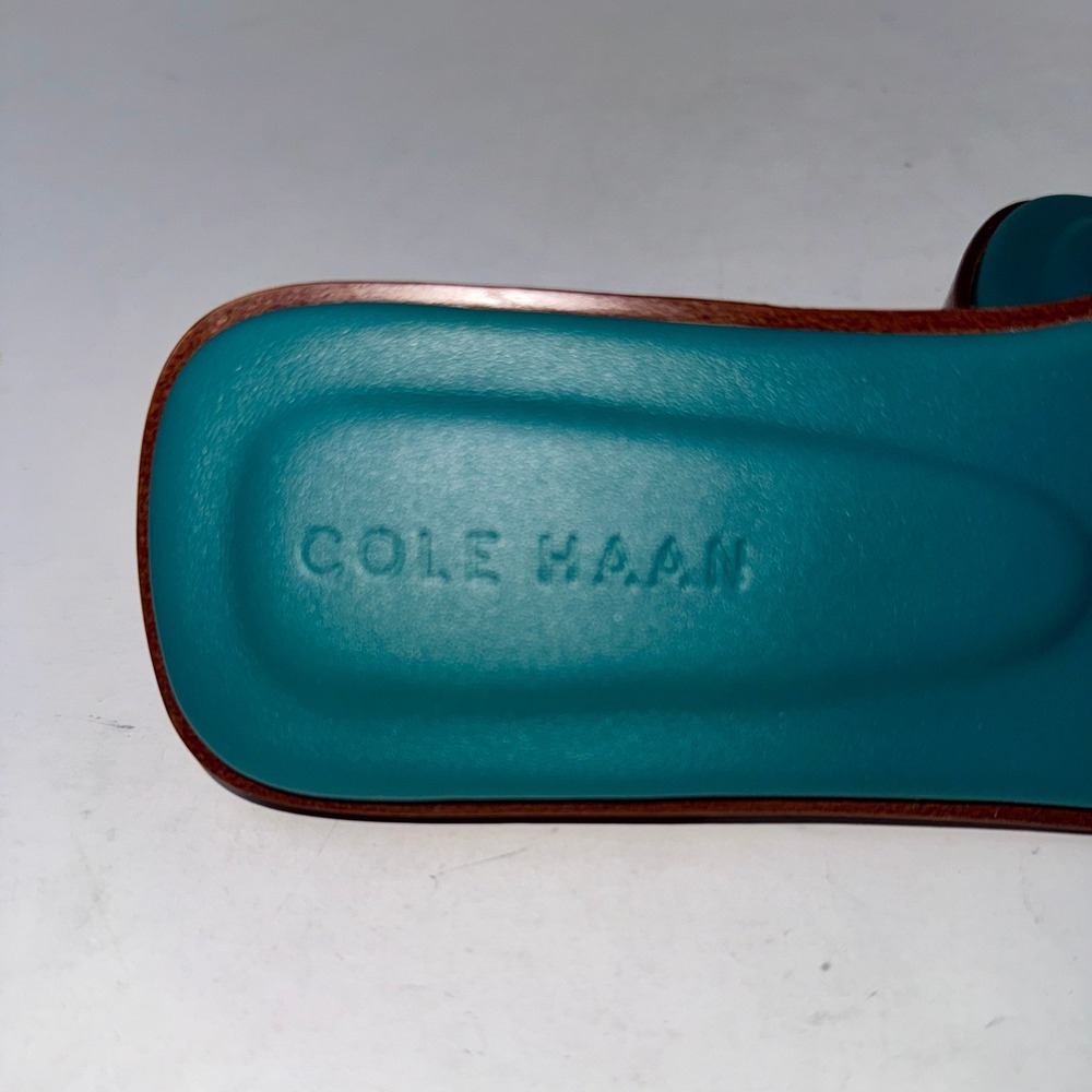 Cole Haan Chrisee Teal Green Lizard Print Leather Slide Sandals W30796 6B - Picture 7 of 9